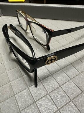 Gucci Black and Gold Logo Accent Eyeglasses